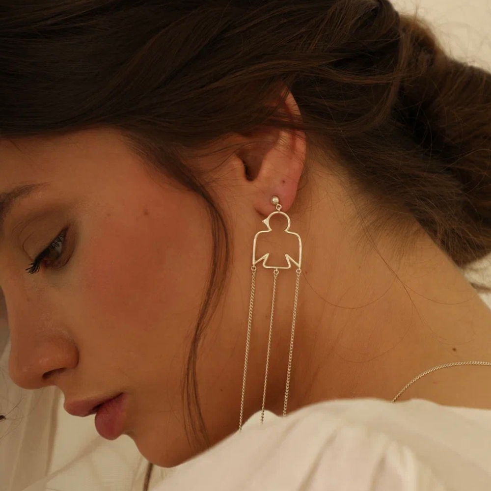 Одиночная серьга ПТИЦА