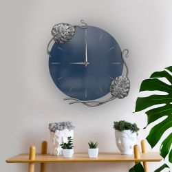 Часы настенные Monstera Deliciosa (Монстера) Колор Королевский синий Сильвер
