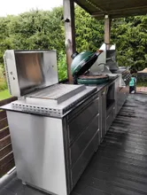 Тумба универсальная угловая правая с выдвижными полками, нержавеющая сталь, 90x122x61 см, Ontario, KuhniGrill