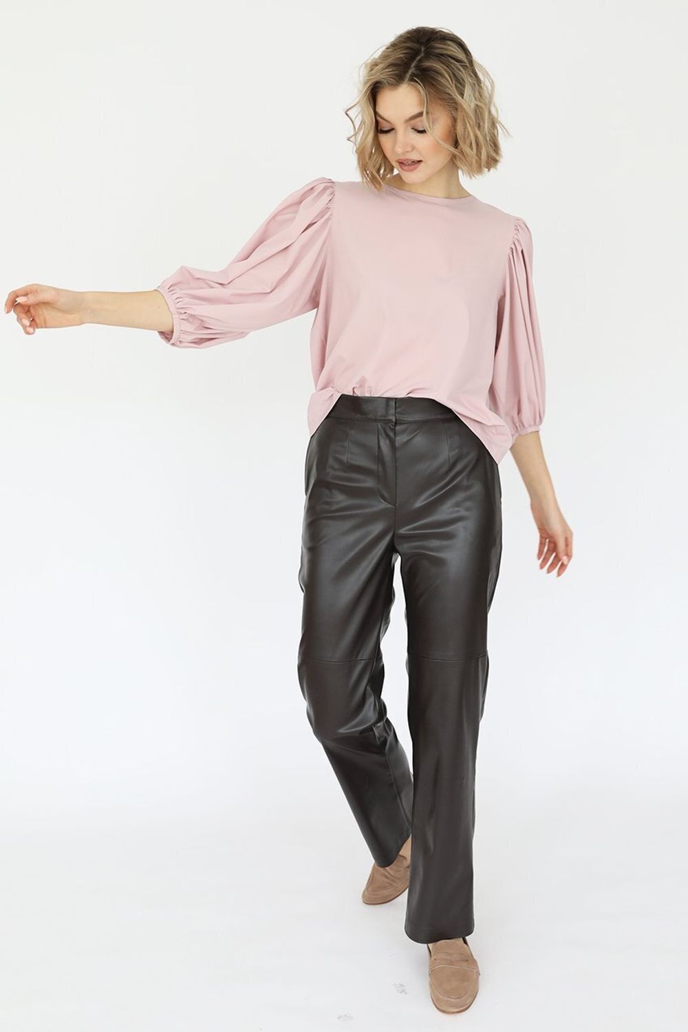 Брюки прямые из искусственной кожи, 1.05.028.19.635 Look Like Cat (Акция)