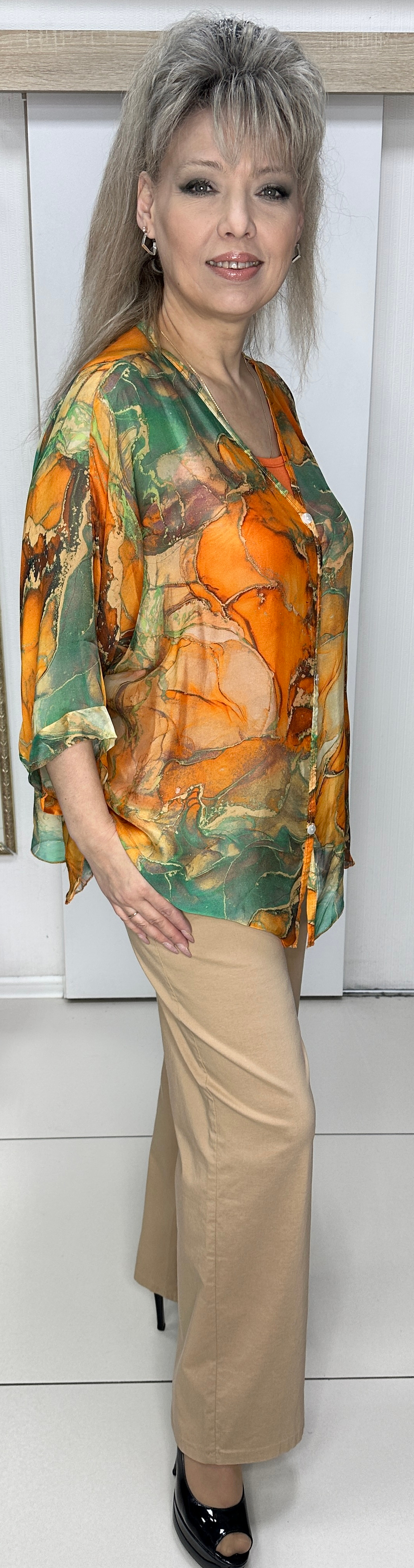 Двойка: итальянский шифоновый блузон с трикотажной маечкой