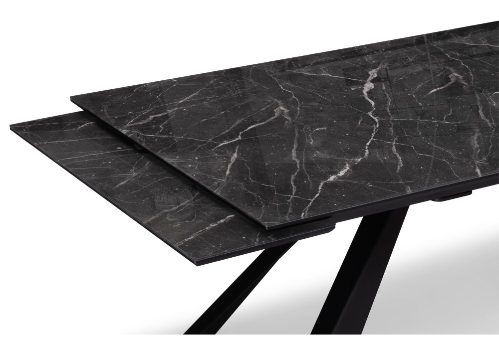 Стеклянный стол Маккарти 160(220)х90х75 дарк / черный