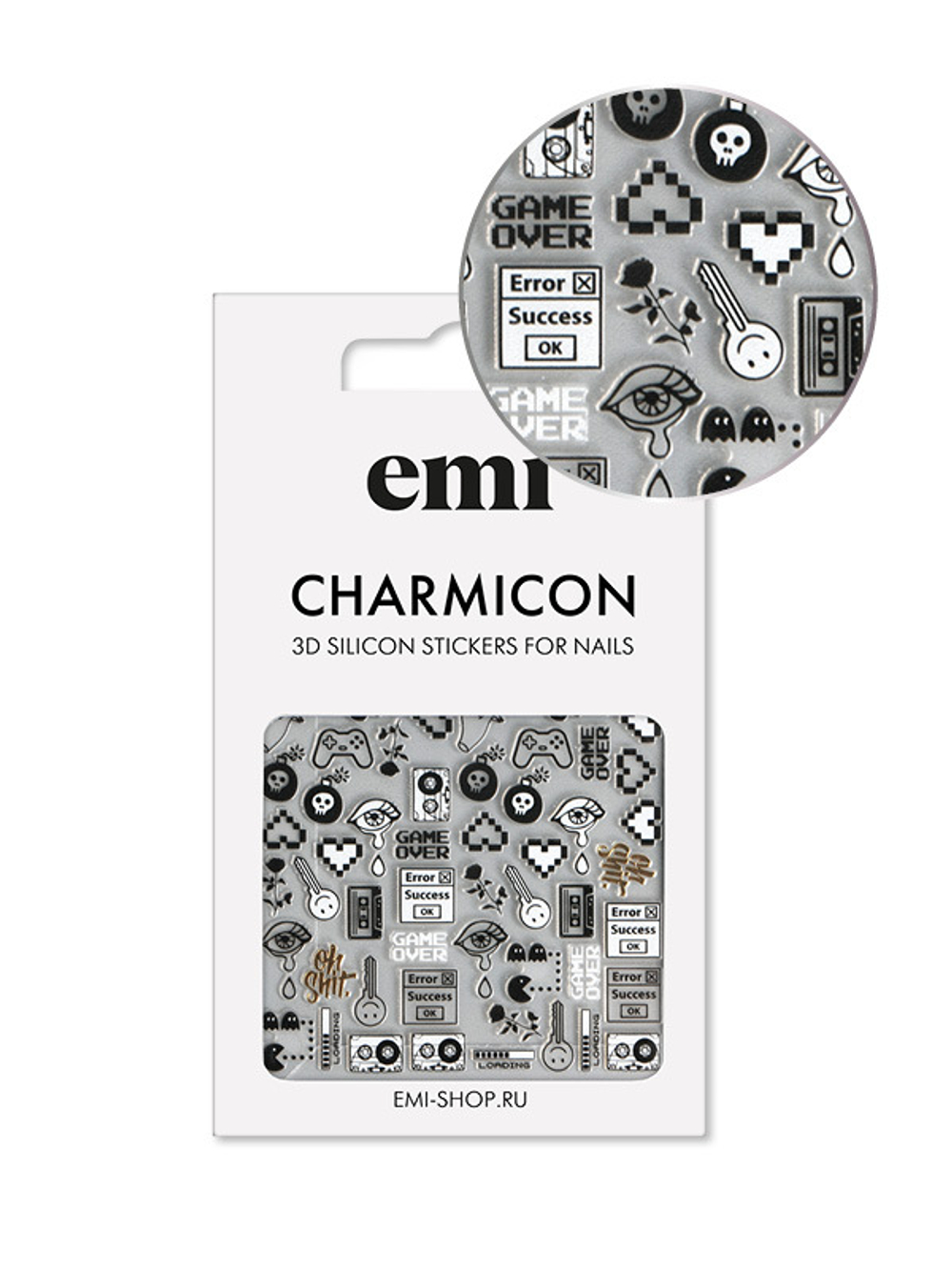 Charmicon 3D Silicone Stickers №188 Game Over