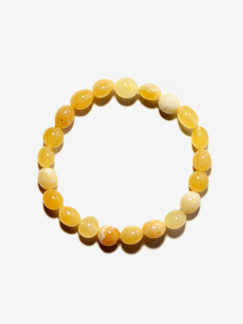 Браслет из цельного янтаря женский, бусины-мятый шар 1 см