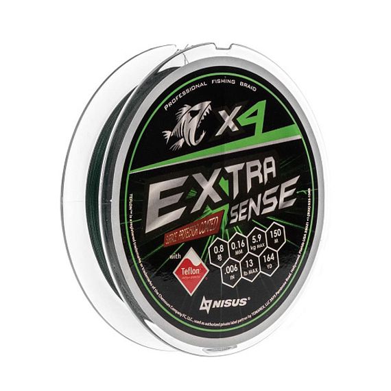 Шнур Extrasense X4 PE Green 150m 0.8/13LB 0.16mm (N-ES-X4-0.8/13LB) NISUS