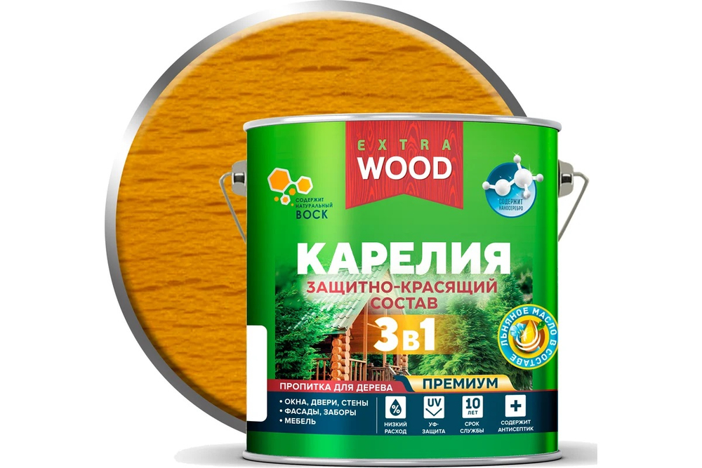 Состав защитно-красящий 3в1 для древесины Карелия сосна (2,7л) FARBITEX PROFI WOOD EXTRA