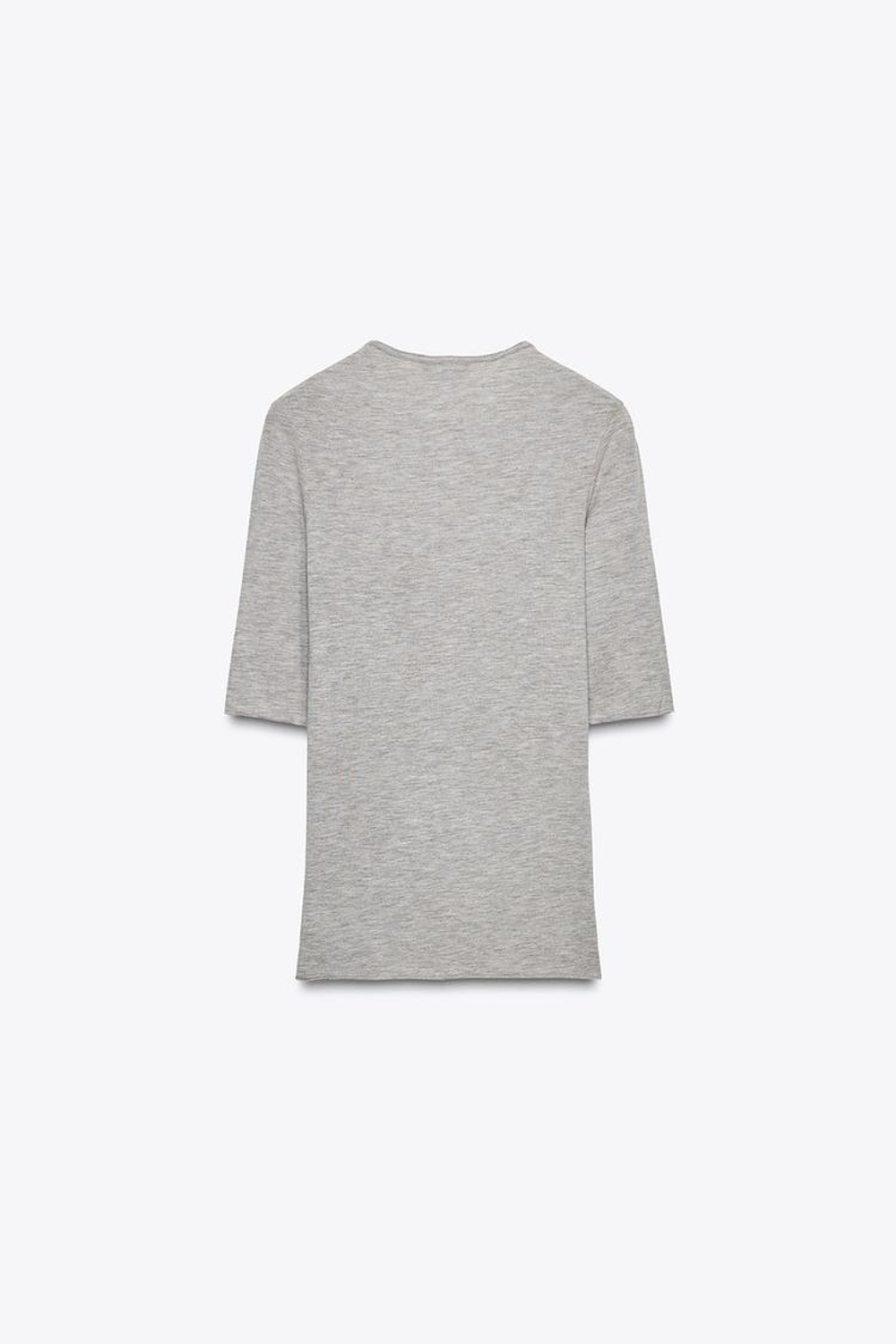 ZARA ФУТБОЛКА С РУКАВАМИ ТРИ ЧЕТВЕРТИ, БЕЖЕВЫЙ МЕЛАНЖ