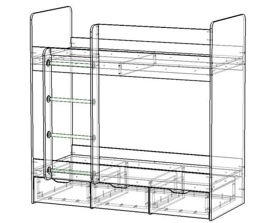 Кровать ЛАВОРО-3  1800-700 /1832*1604*852/ левая вулканический серый / вулканический серый