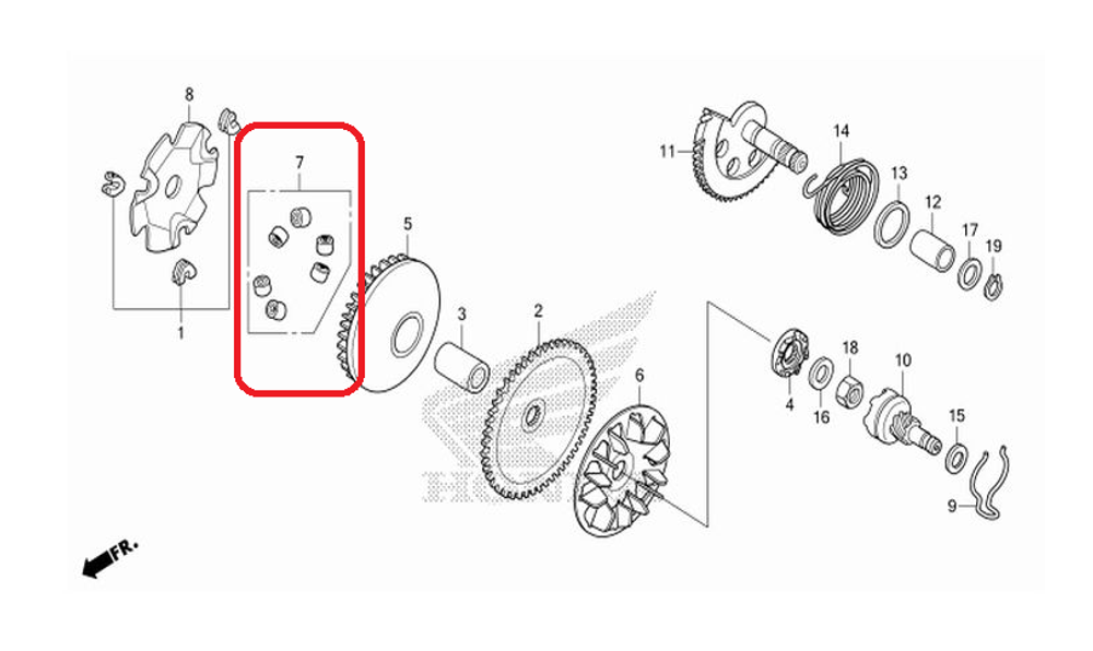 22123-KVB-900. ROLLER SET, WEIGHT