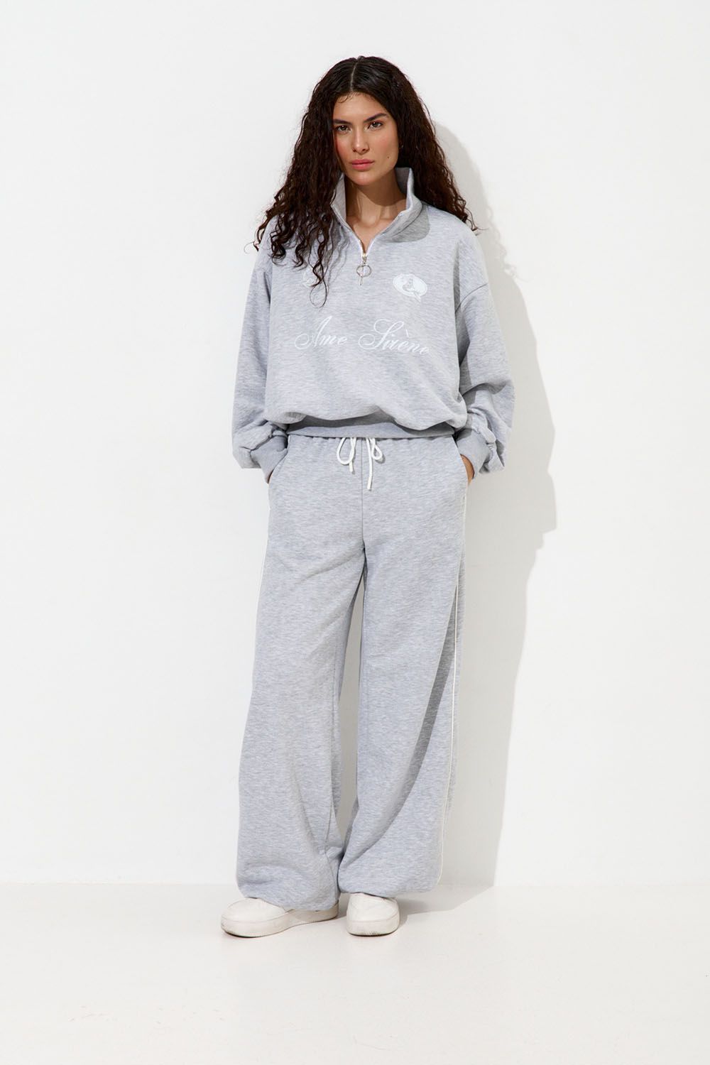 Олимпийка с короткой молнией "Âme Sirène" цвета серый меланж