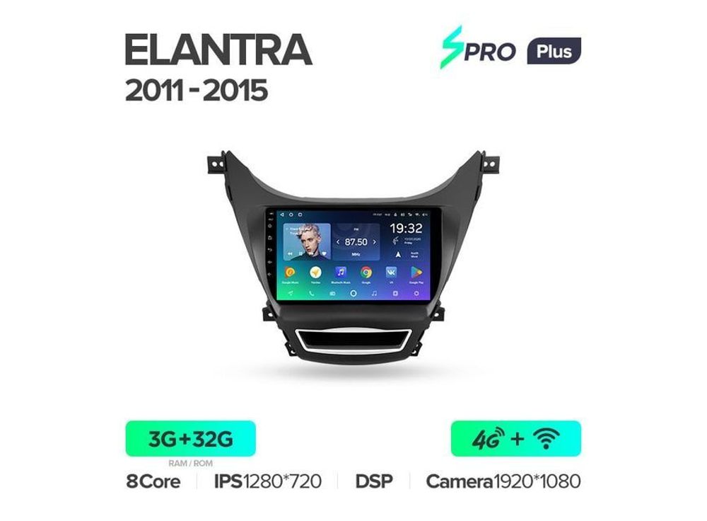 Магнитола Teyes SPRO Plus 3-32 Hyundai Elantra 5 JK GD MD UD 2010 — 2016  9.0&quot;
