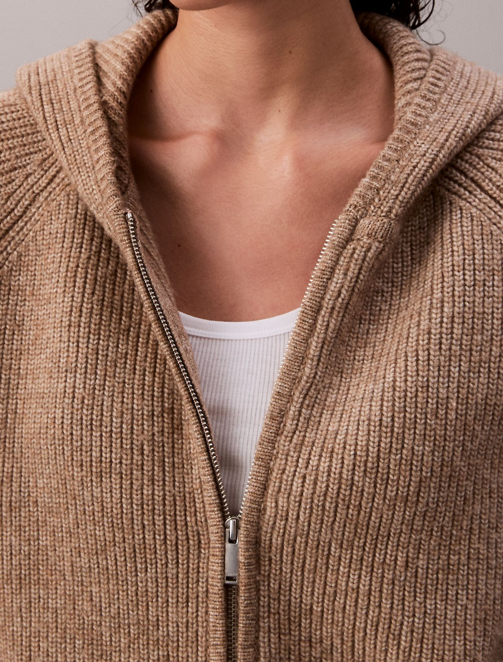 Кардиган Calvin Klein Sweater Rib Zip Hoodie Amphora Melange