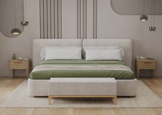 Банкетка Fjord 120 см (молочный, букле)