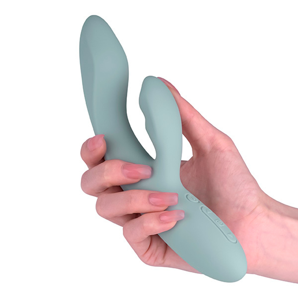 Бирюзовые вибратор-кролик 18,8см с функцией нагрева и управлением через приложение Svakom Chika SA375A
