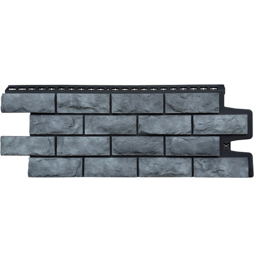 Фасадные панели (Цокольный Сайдинг) Grand Line Колотый Камень DESIGN PLUS Антрацит, ШОВ Чёрный