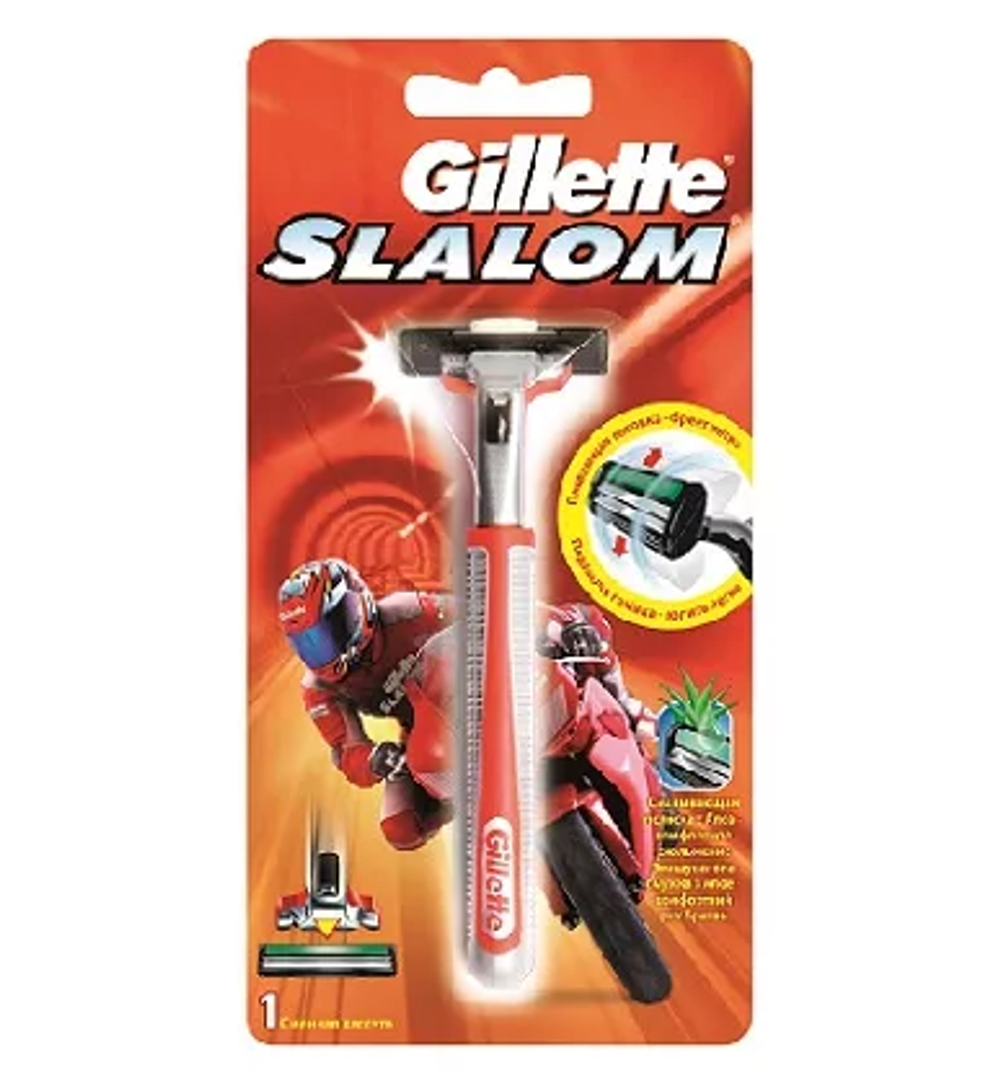 Gillette Станок бритвенный Slalom Speed, красный + 1 кассета