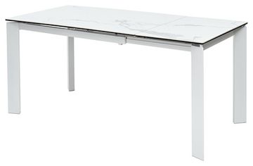 Стол CORNER 120 MATTE STATUARIO Белый мрамор матовый керамика, стекло/ белый каркас