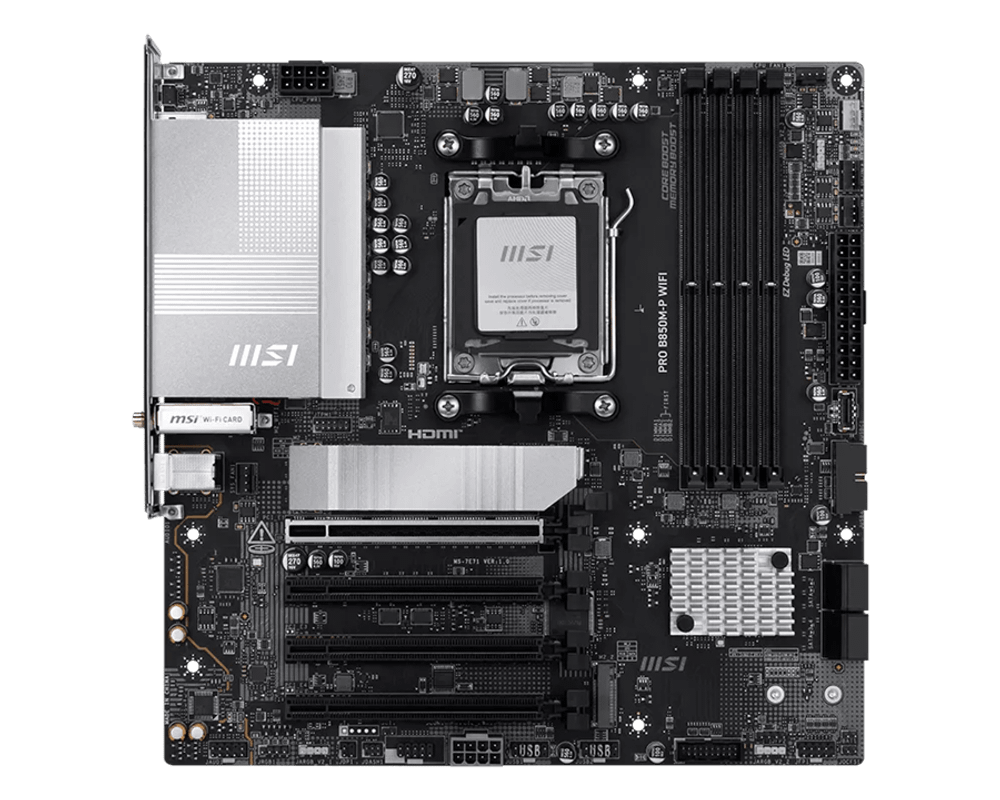 Материнская плата MSI PRO B850M-P WIFI AM5 4xDDR5 4xSATA3 RAID 3xM.2 HDMI DP Type-C mATX