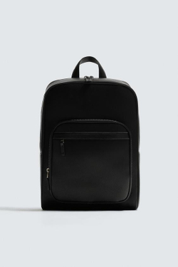 ZARA РЮКЗАК С ТЕКСТУРОЙ, ЧЕРНЫЙ