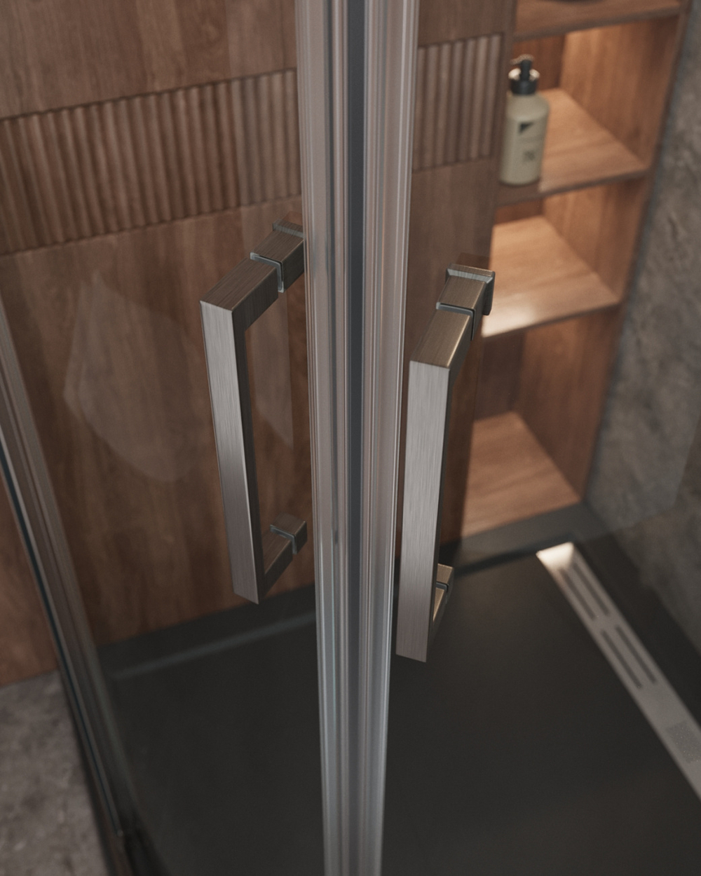 Душевой уголок Cezares MOLVENO-R-2-100-C-GM-IV, 100х100х195, профиль оружейная сталь, прозрачное стекло