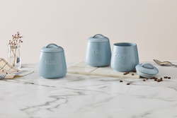 Набор банок 3шт Casa Domani Moderna серо-голубой