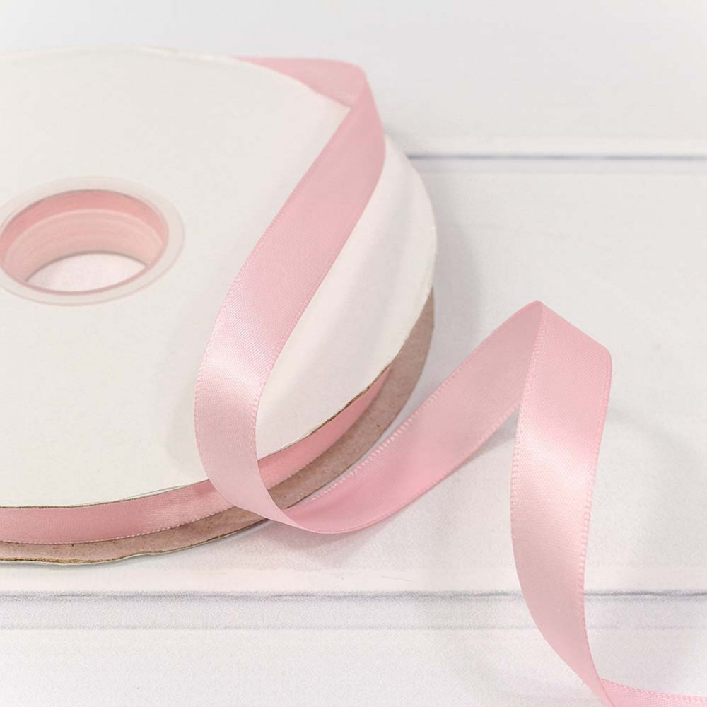 Лента Атласная 1,5см х 110м Полиэстер класс А (Розовый)