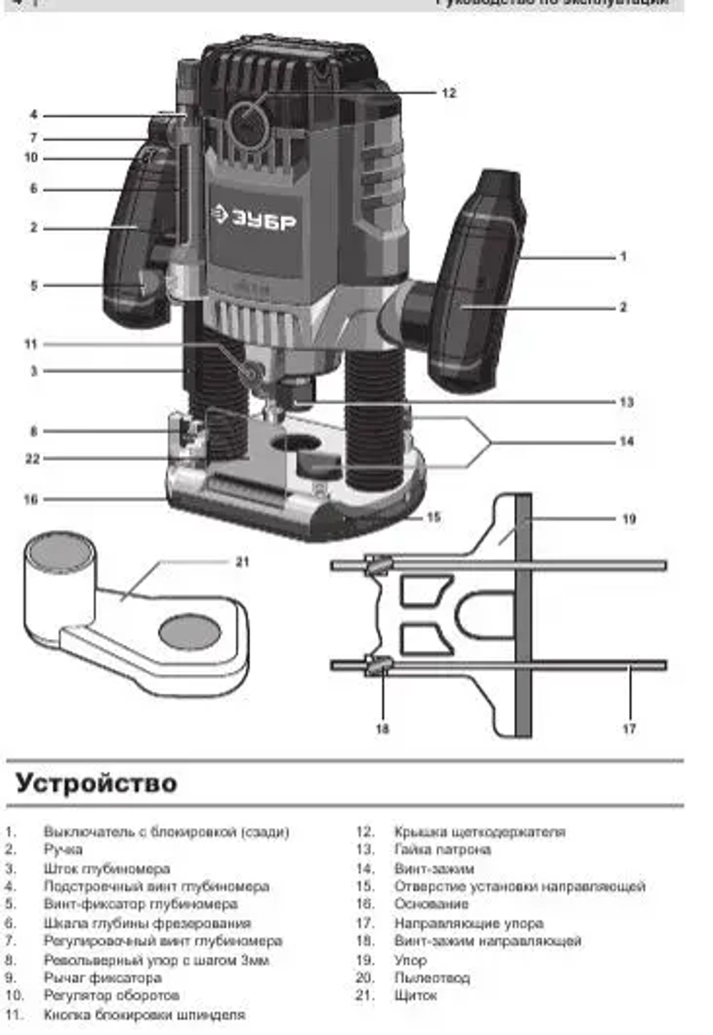 Универсальный фрезер ЗУБР, (Мощность 1900 Вт, мax число оборотов 23000 об/мин, рабочий ход 50 мм, мaх диаметр фрезы 42 мм) Инструмент по дереву