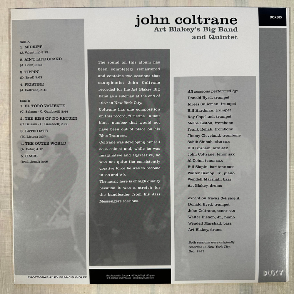 John Coltrane ‎– Art Blakey's Big Band And Quintet (Европа 2008г.)