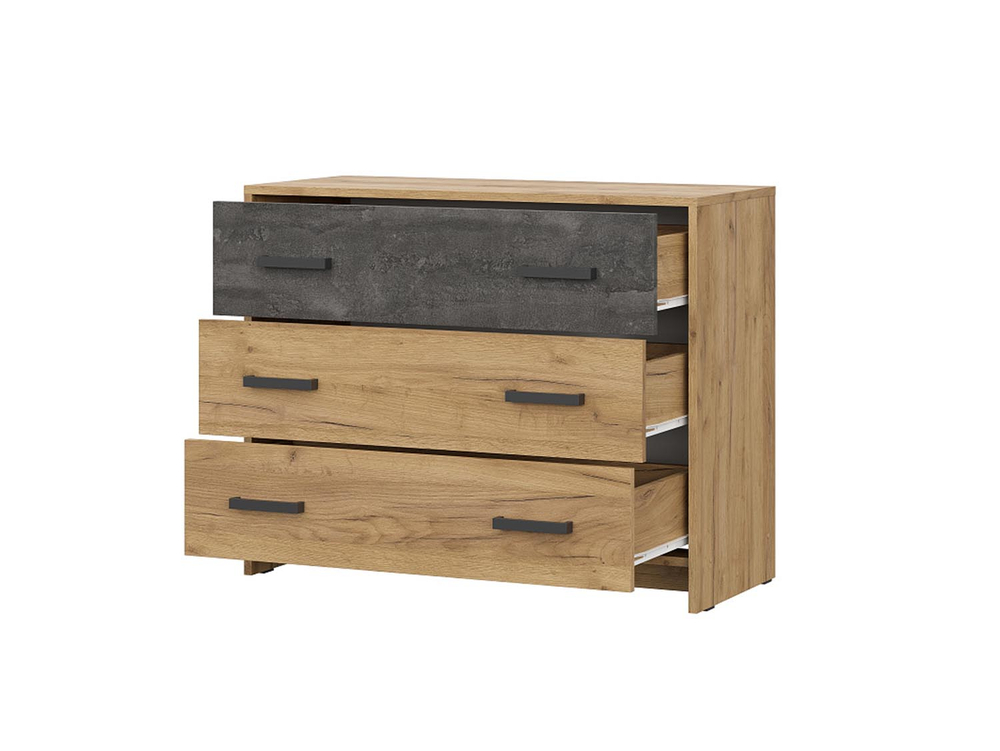 МСП 1 комод 3 ящика / Дуб Золотой/Камень темный