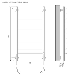 Электрический полотенцесушитель MELODIA Victory Electro 50/100 П10 (MTRVYE50100) CУХОЙ ТЭН 146 Вт