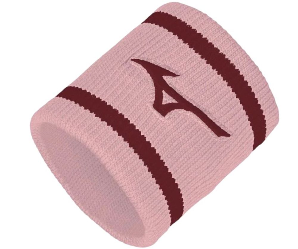 Напульсник теннисный Mizuno Short Wristband With Line 2P - pinkesque/lava falls