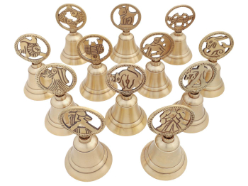 Колокольчик Знак зодиака в круге Лев латунь (антик) 6,5x6,5x11 см