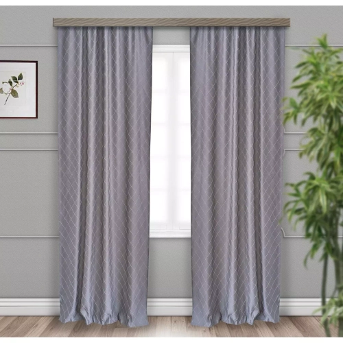 ШТОРЫ ПОРТЬЕРНЫЕ ЖАККАРД РОМБЫ СЕРЫЙ 190*275 2ШТ.