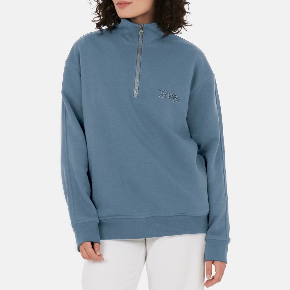 Толстовка Яндекс с молнией у горла синяя