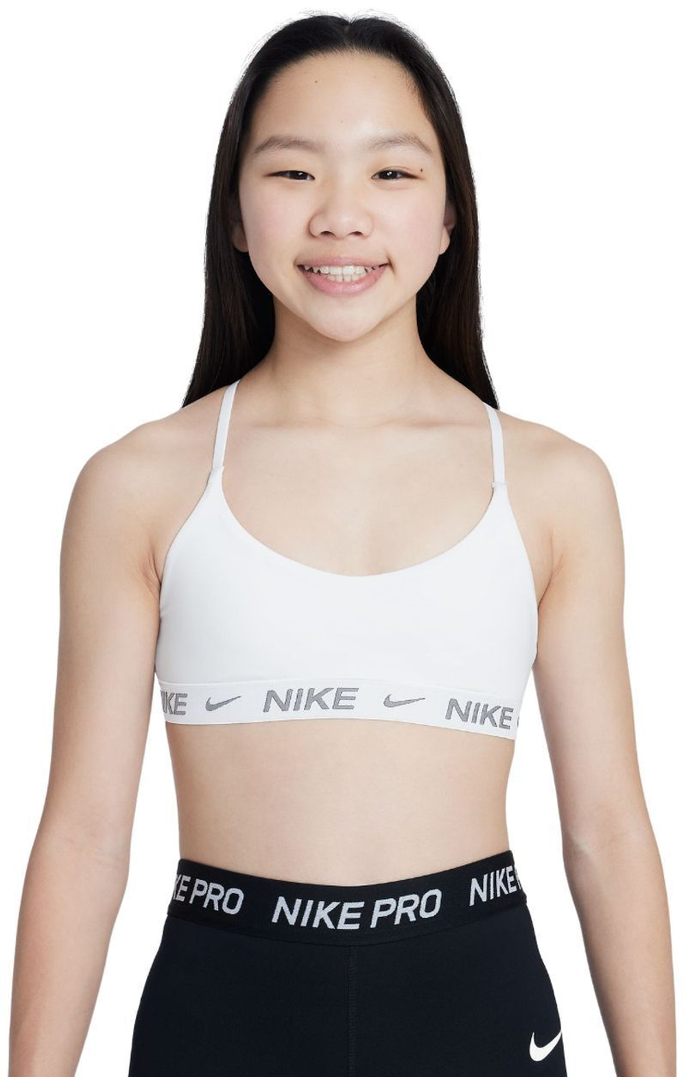 Теннисный бюстгальтер dziewczecy Nike Girls Indy Sports - White