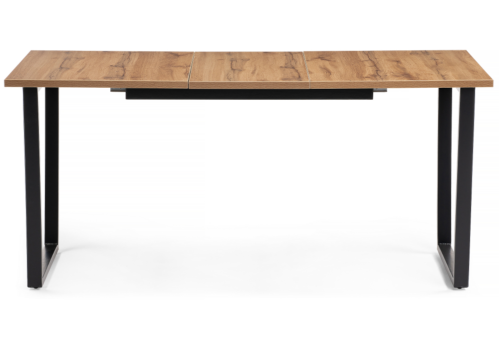 Стол деревянный Woodville Лота Лофт 120(160)х75 черный матовый, дуб крафт золотой, ножки черные