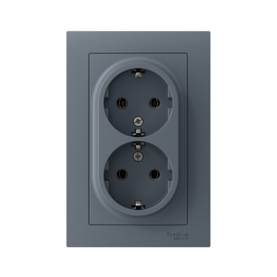 Розетка 2-м СП AtlasDesign 16А IP20 с заземл. в сборе грифель SE ATN000724