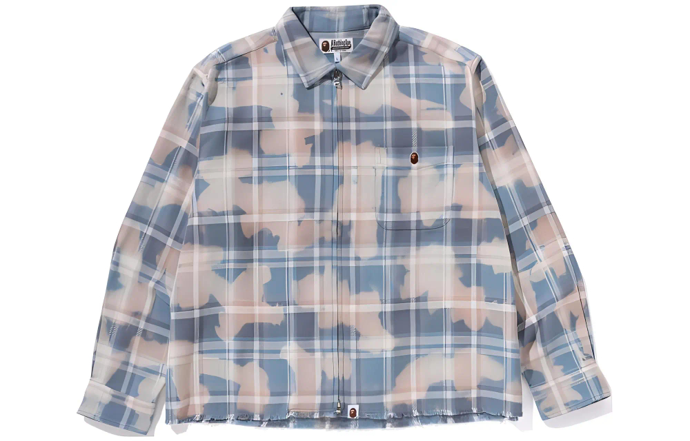 A Bathing Ape Bleached Check Zip Shirt