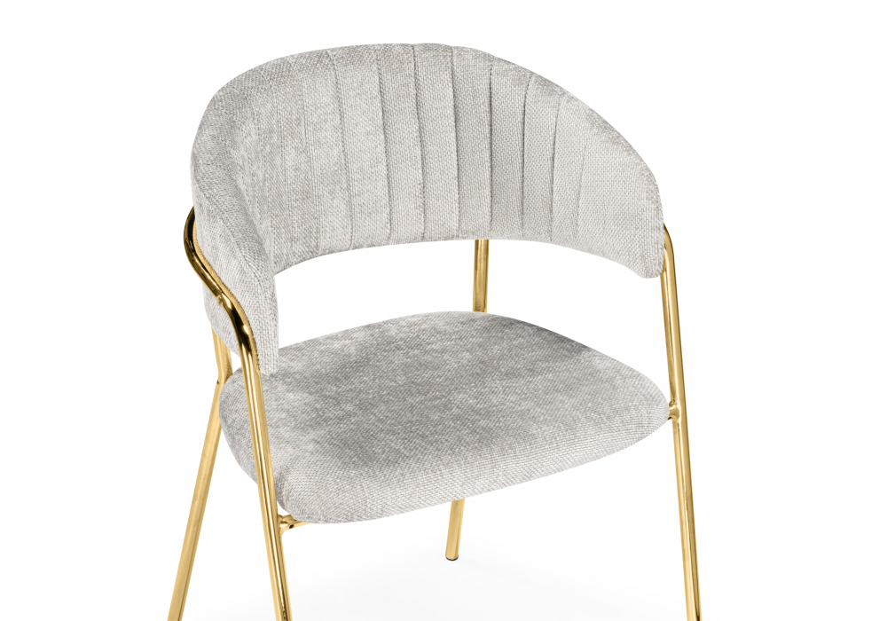 Стул на металлокаркасе Woodville Kamelia светло-серый, ткань золотые ножки