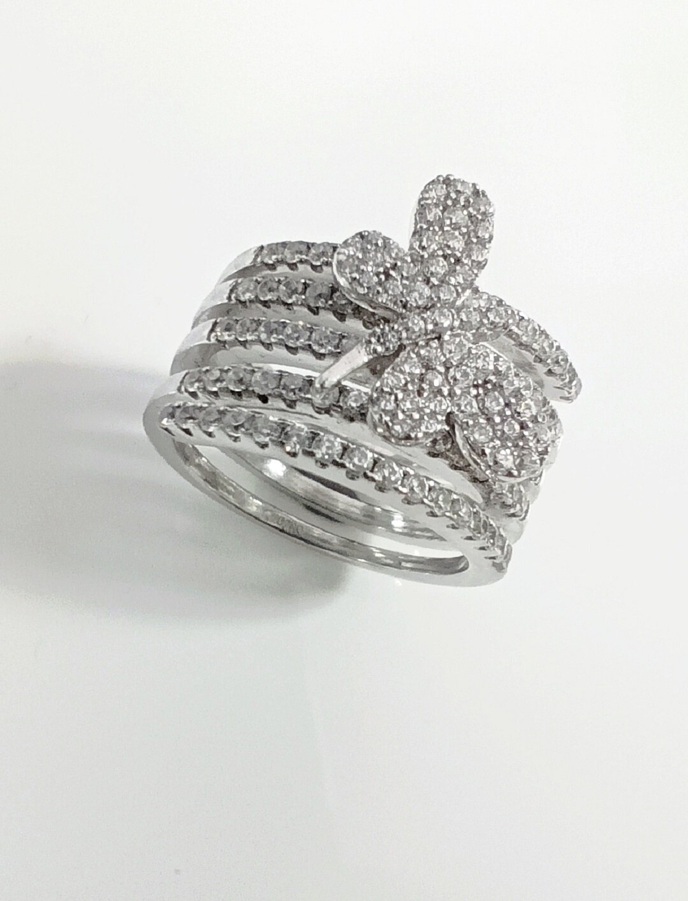 Кольцо ювелирное Эстерелла, родированное, с фианитом, серебро 925 пробы/Ф