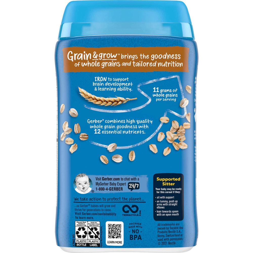 Gerber, Хлопья для детей, Grain & Grow, 1st Foods, овсянка, 227 г (8 унций)