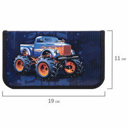 Пенал ПИФАГОР, 1 отделение, ламинированный картон, 19х11 см, "MONSTER TRUCK", 229147