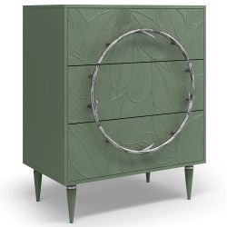 Комод Арт Колор leaves Классик Сильвер с 3 ящиками Зеленый нефрит
