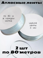 Лента атласная 3 мм - 2 мотка в наборе