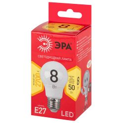 Лампа светодиодная ЭРА RED LINE LED A55-8W-827-E27 R 8Вт груша теплый белый свет Е27 | Лампы cветодиодные Груша (A)