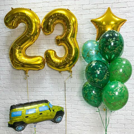 Большая композиция камуфляж с джипом и звездой