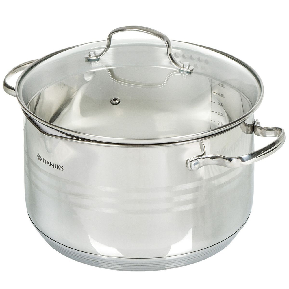 Кастрюля нерж, с крыш, 5.9/6.5 л, Daniks, Токио, SD-A87-24, индукц