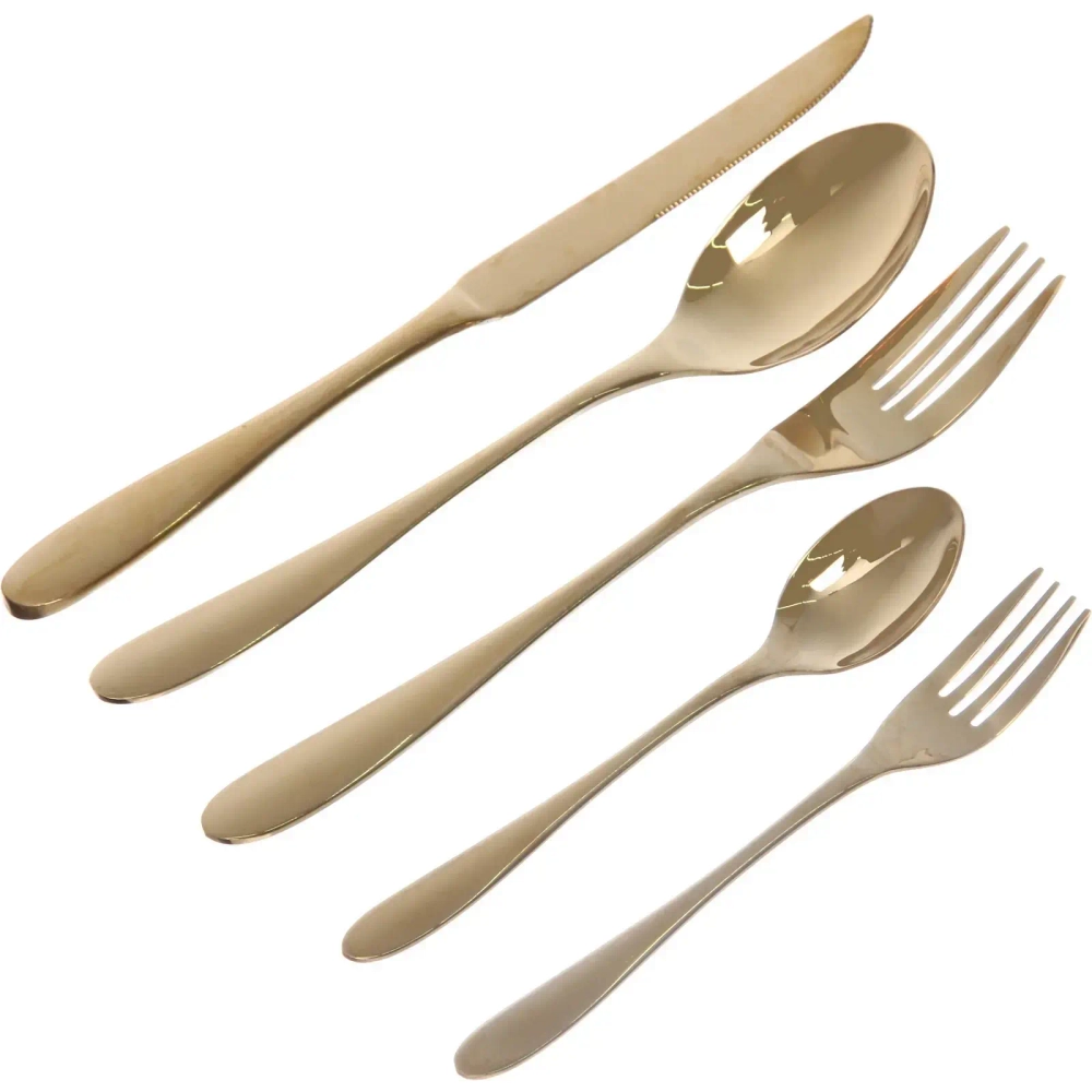 Набор столовых приборов «SANLI» 20шт (4ножа, 4ст.вилки, 4дес.вилки,4ст.ложки, 4ч.ложки), цвет золото