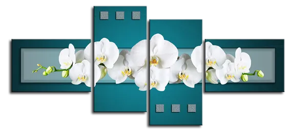 Модульная картина "Белый цветок орхидеи"