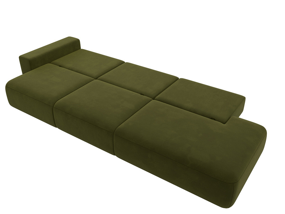 Диван прямой Лига-036 НПБ Модерн Лонг подлокотник слева МИКРОВЕЛЬВЕТ Зеленый